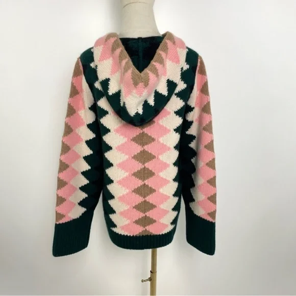 KHAITE The Elodie Cashmere Hoodie Sweater In Zig Zag HAILEY BIEBER
